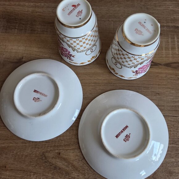 1980s Imperial Lomonosov made in USSR Wedding 2 porcelain cups and saucers. - Picture 6 of 8